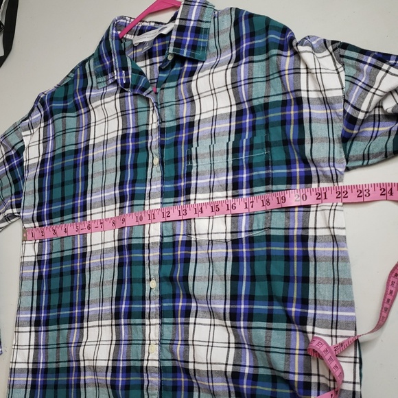 Old Navy Womens The Boyfriend Shirt Flannel Button Up Shirt Size L Country Layer - Picture 9 of 12